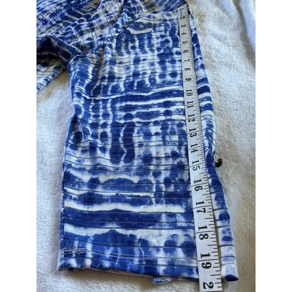 C. D. DANIELS Top 2X Casual Blue Stretch Roll Tab Abstract Striped Button - Picture 13 of 16